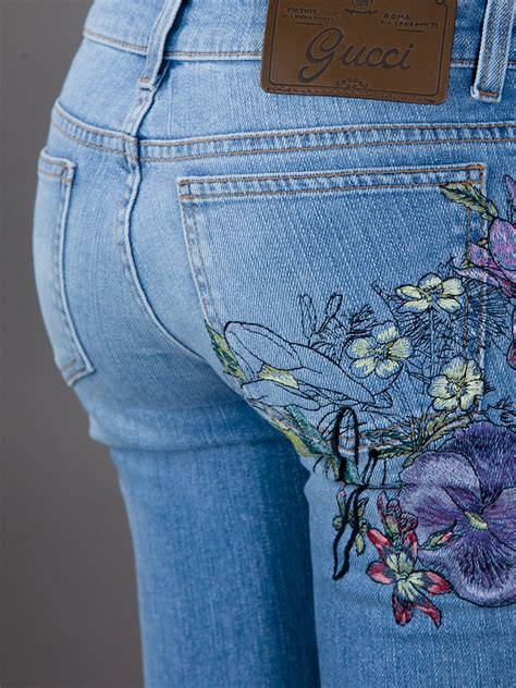 gucci pants with flowers|Gucci jeans women's.